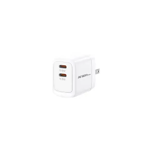 Wall Charger Dual Argom 40W Carga Rapida 2 Cont. Type-C Blanco — ARGOM TECH