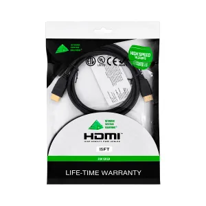 CABLE HDMI Male to Male High Speed Gold Plated Conectors 15ft-4.5m Negro — GENERICOS