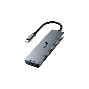Hub Genius UH-500 USB Tipo-C to 2P-USB-3.0 HDMI USB-C Gris