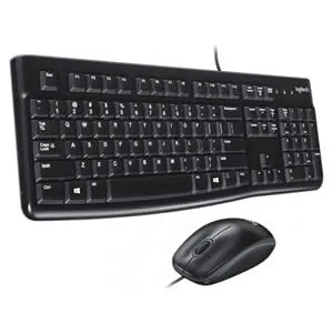 Teclado-Mouse Combo Logitech MK120 Negro USB Plug and Play Resistente A Salpicaduras