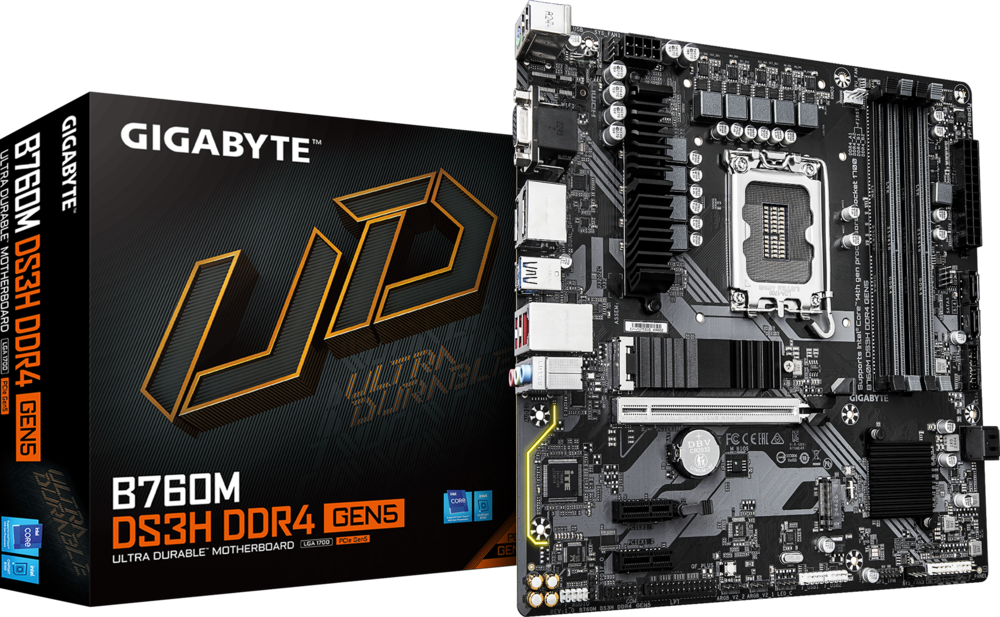 Mbo Gigabyte B760M DS3H Gen 5 14th LGA1700 DDR5 HDMI 2DP 2M.2 USB3.2 PCIe5.0 mATX