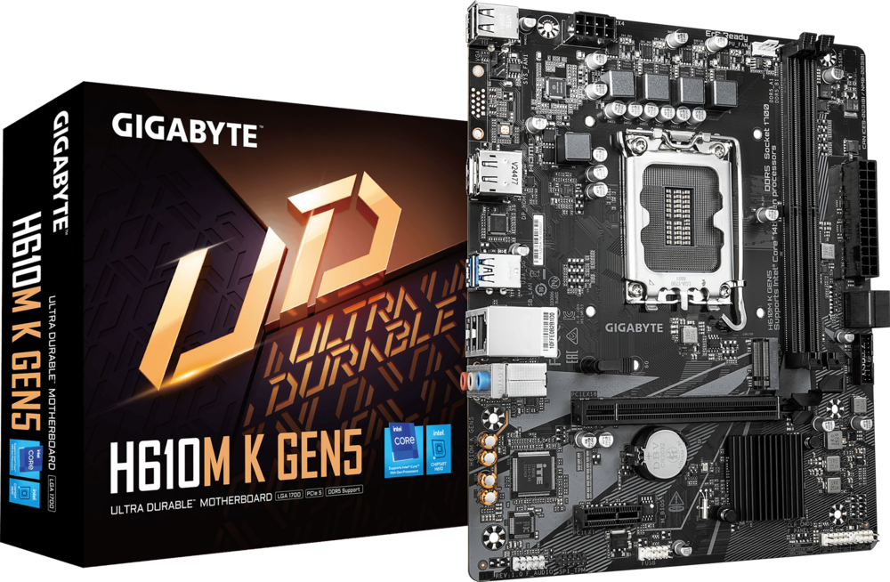 Mbo Gigabyte H610M-K GEN5 14th LGA1700 2DDR5 HDMI DP M.2 6USB2.0 4USB3.2 PCIe5.0 mATX — GIGABYTE