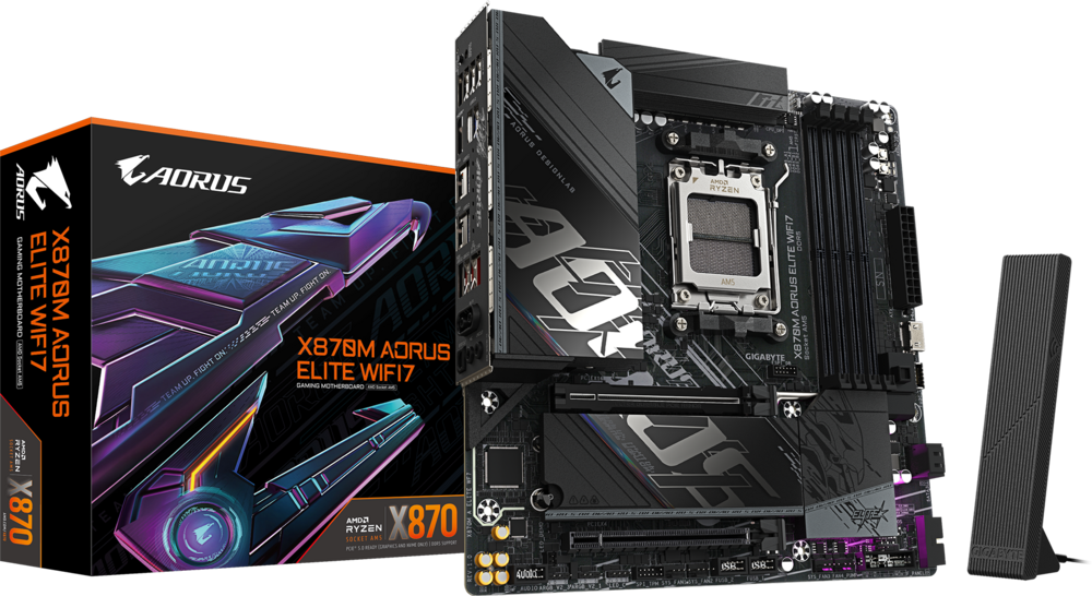 Mbo Gigabyte X870M Aorus Elite WIFI7 AMD5 Ryzen 7000-9000 4DDR5 WIFI BT HDMI 2M.2 USB3.2 mATX