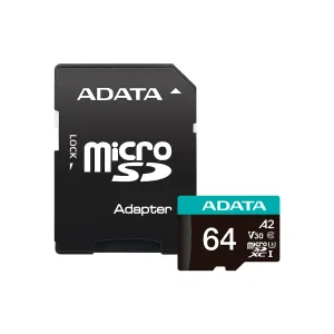 MEMORY CARD MicroSDXC 64GB UHS-I U3 V30 Clase 10 A2 MicroSD con Adaptador