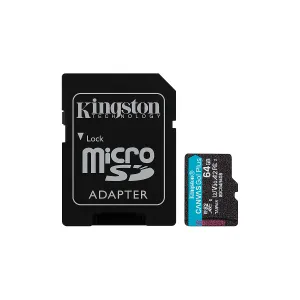 Micro-SDXC 64GB Canvas Go Plus 200MB-s Categoria 10 A2 U3 V30 Card with Adapter — KINGSTON