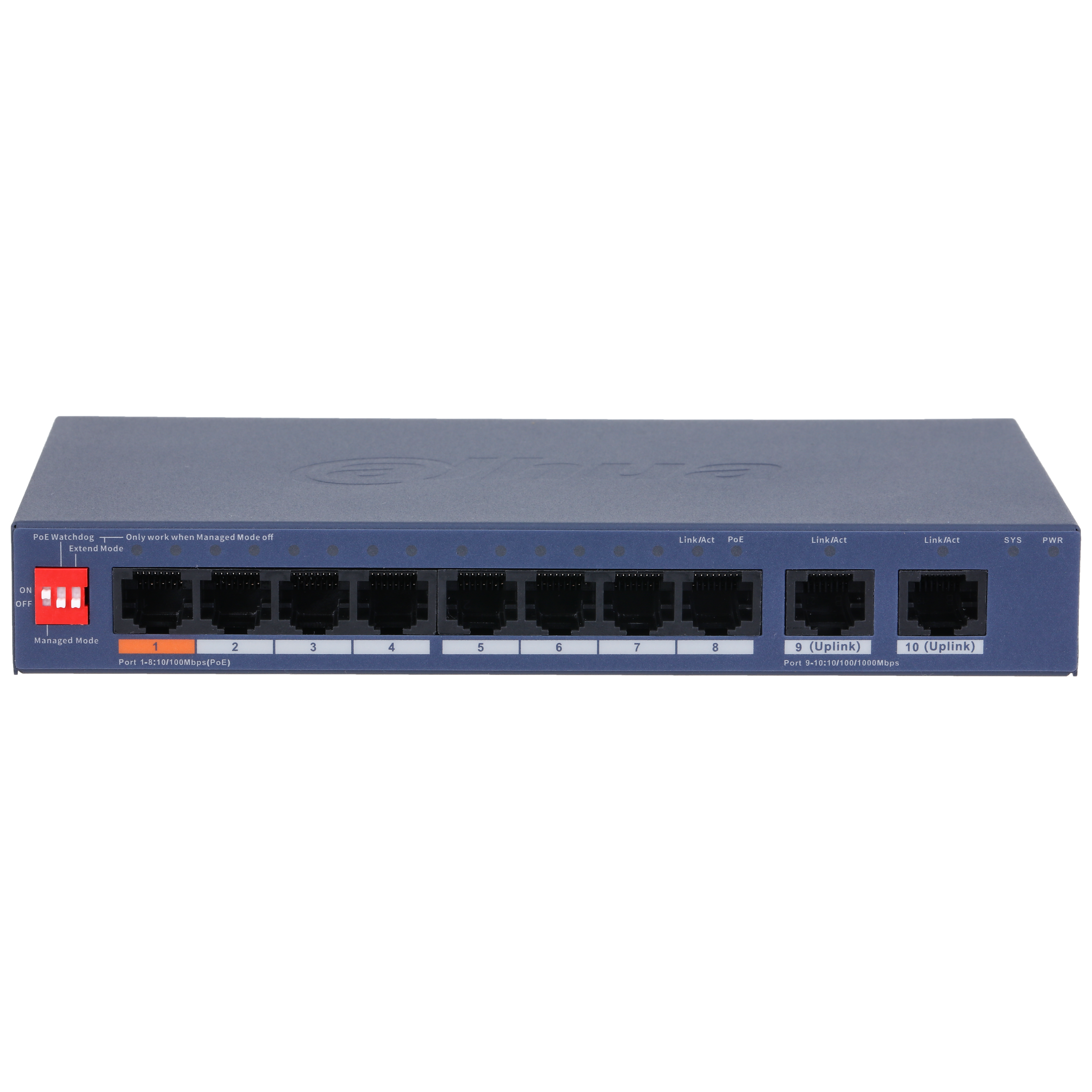 DAHUA Switch PoE de 10 Puertos / 60Watts Totales/ 1 Pto Hasta 60W/ 2 P — DAHUA