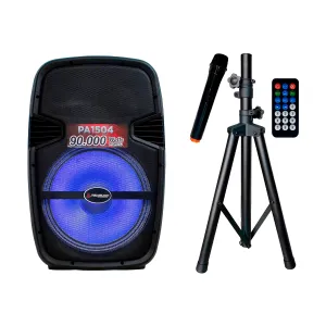 Parlante Italy PA1504 15Inch 90000Watts MP3 Mic. Pedestal Negro — ITALY-AUDIO