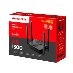 ROUTER MERCUSYS MR-62X AX1500 1.5Mps Dual-Band WIFI 6 Black — MERCUSYS